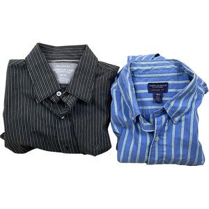 American Eagle Outfitters Mens Shirt Medium Lot Of Two Long Sleeve Striped